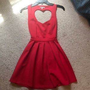 Red heart cut out dress